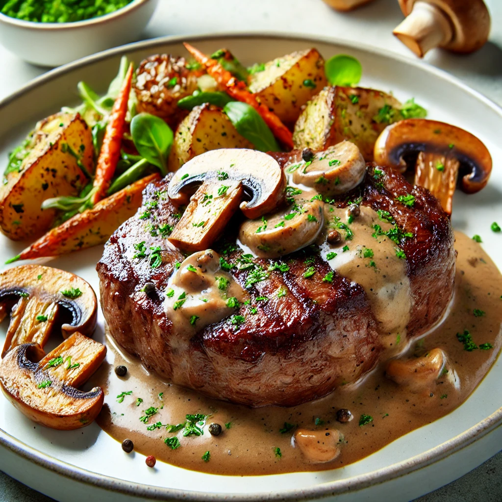 Beef Steak with Mushroom Sauce